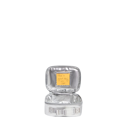 state bags mini rodgers snack pack lunch box metallic silver interior front view click to zoom