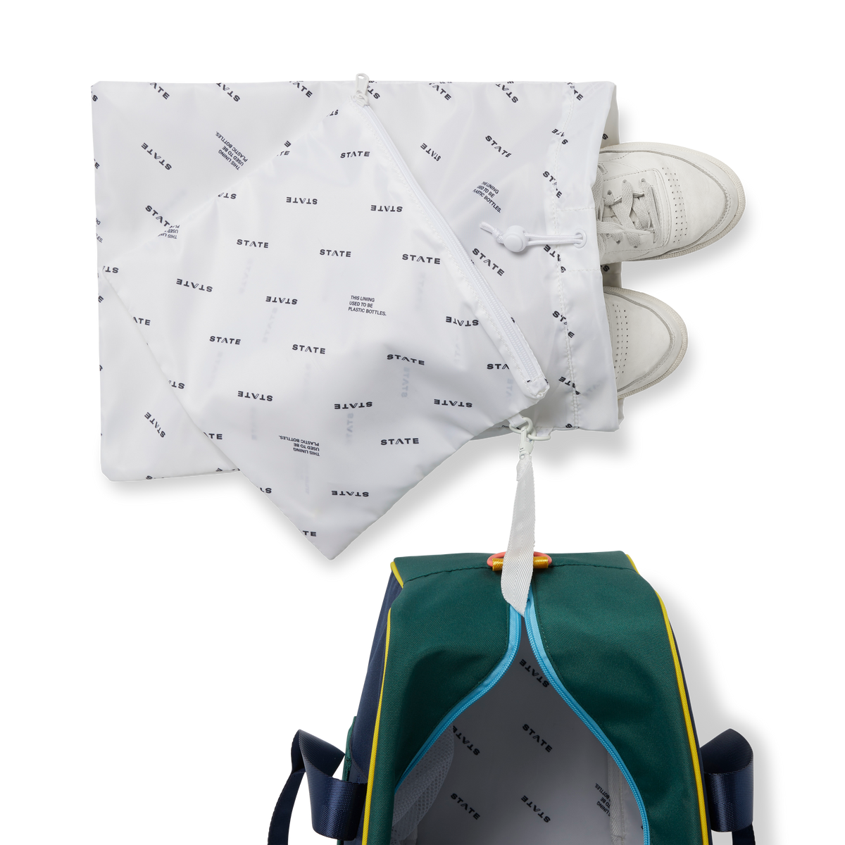 state bags rockaway duffle bag polyester canvas green/navy sneaker bag click to zoom