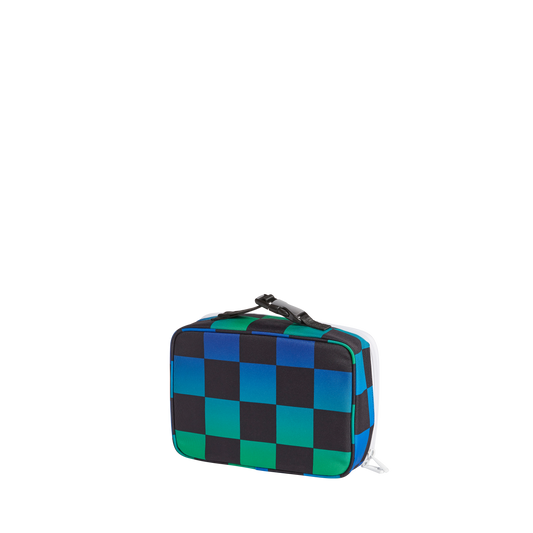 State bags rodgers lunchbox recycled poly canvas checkerboard blue back view click to zoom