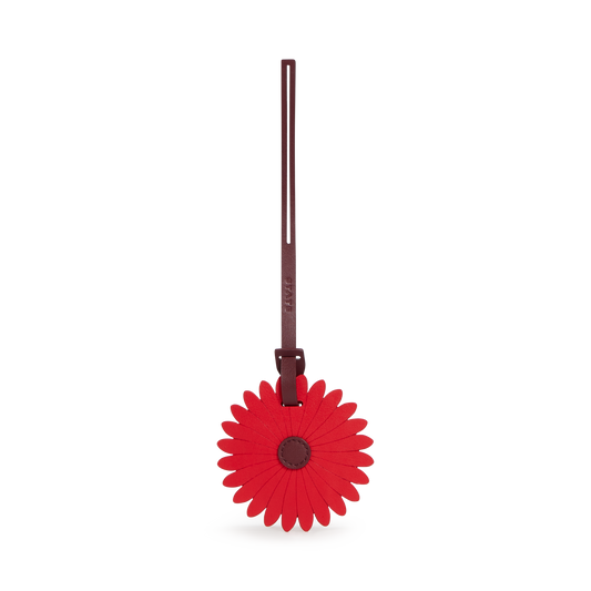 STATE Bags Flower Luggage Tag Vegea Leather Red Back View Click to Zoom
