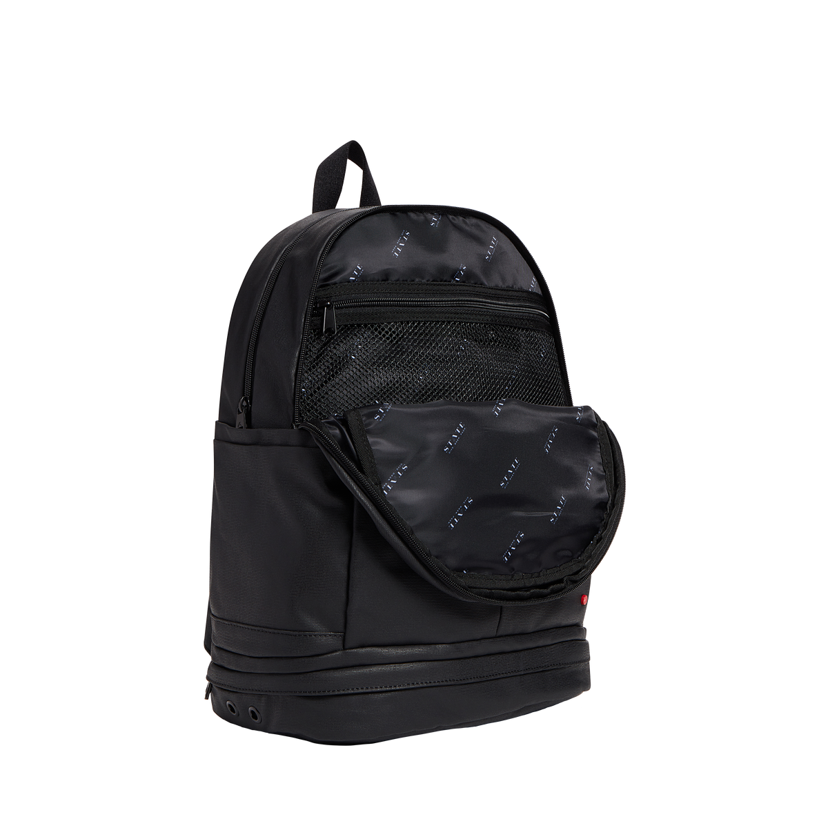 state bags lenox with shoe pocket backpack coated canvas black front interior pocket view click to zoom