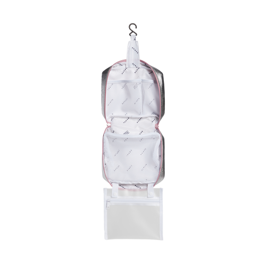 STATE bags Bensen toiletry kit metallic pink/silver interior view click to zoom