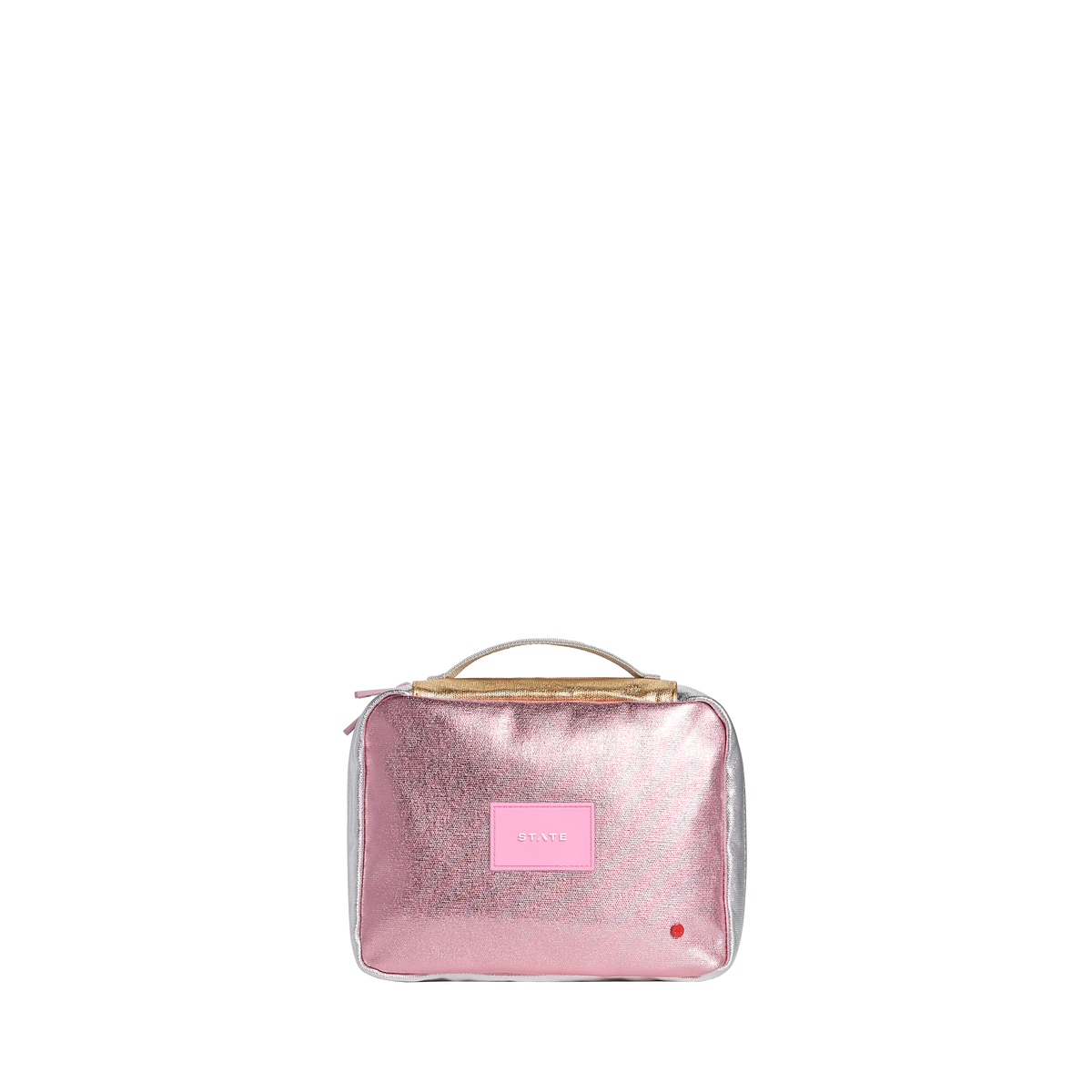 STATE bags Bensen toiletry kit metallic pink/silver front view click to zoom