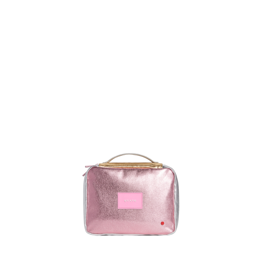 STATE bags Bensen toiletry kit metallic pink/silver front view click to zoom