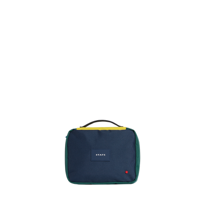 STATE bags Bensen toiletry kit polyester canvas green/navy front view click to zoom