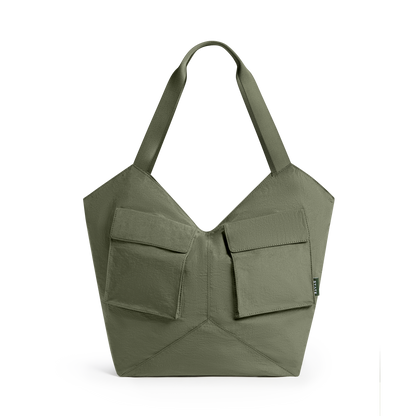 STATE Bags Beverly Tote Crinkled Nylon Olive Front View Click to Zoom
