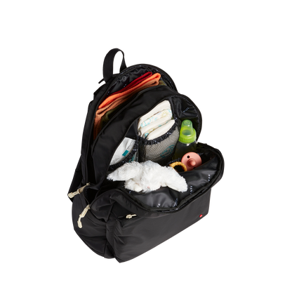 state bags lorimer diaper bag backpack nylon black interior overhead view click to zoom