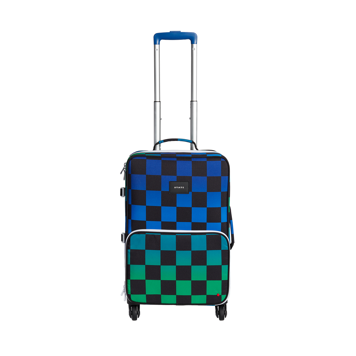 state bags Logan suitcase polyester blue checkerboard front view click to zoom