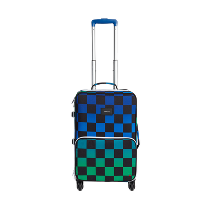 state bags Logan suitcase polyester blue checkerboard front view click to zoom