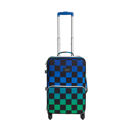 state bags Logan suitcase polyester blue checkerboard front view click to zoom