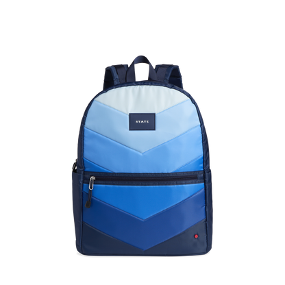 state bags kane kids large backpack nylon blue chevron puffer front view click to zoom