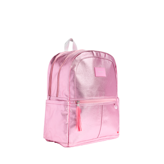 state bags kane kids double pocket backpack metallic pink/silver Side View click to zoom