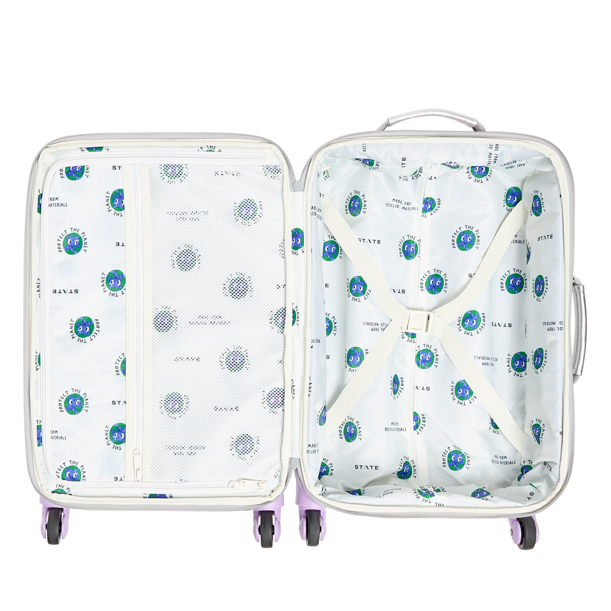 State Bags Logan Suitcase Metallic Fuzzy Hearts Interior View Click to Zoom