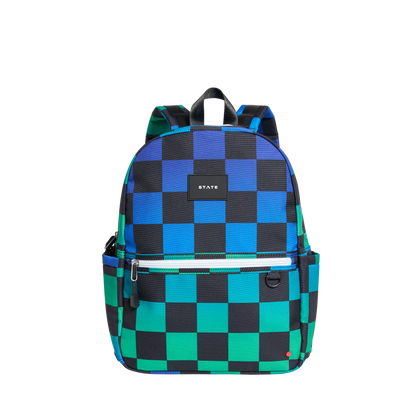 STATE Bags Kane Backpack Blue Checkerboard Front View Click to Zoom