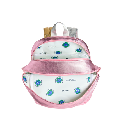 STATE Bags Pink/Silver Backpack Overhead Interior Shot Click to Zoom
