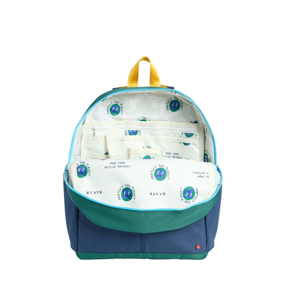 STATE Bags Kane Backpack Green/Navy Interior View Click to Zoom