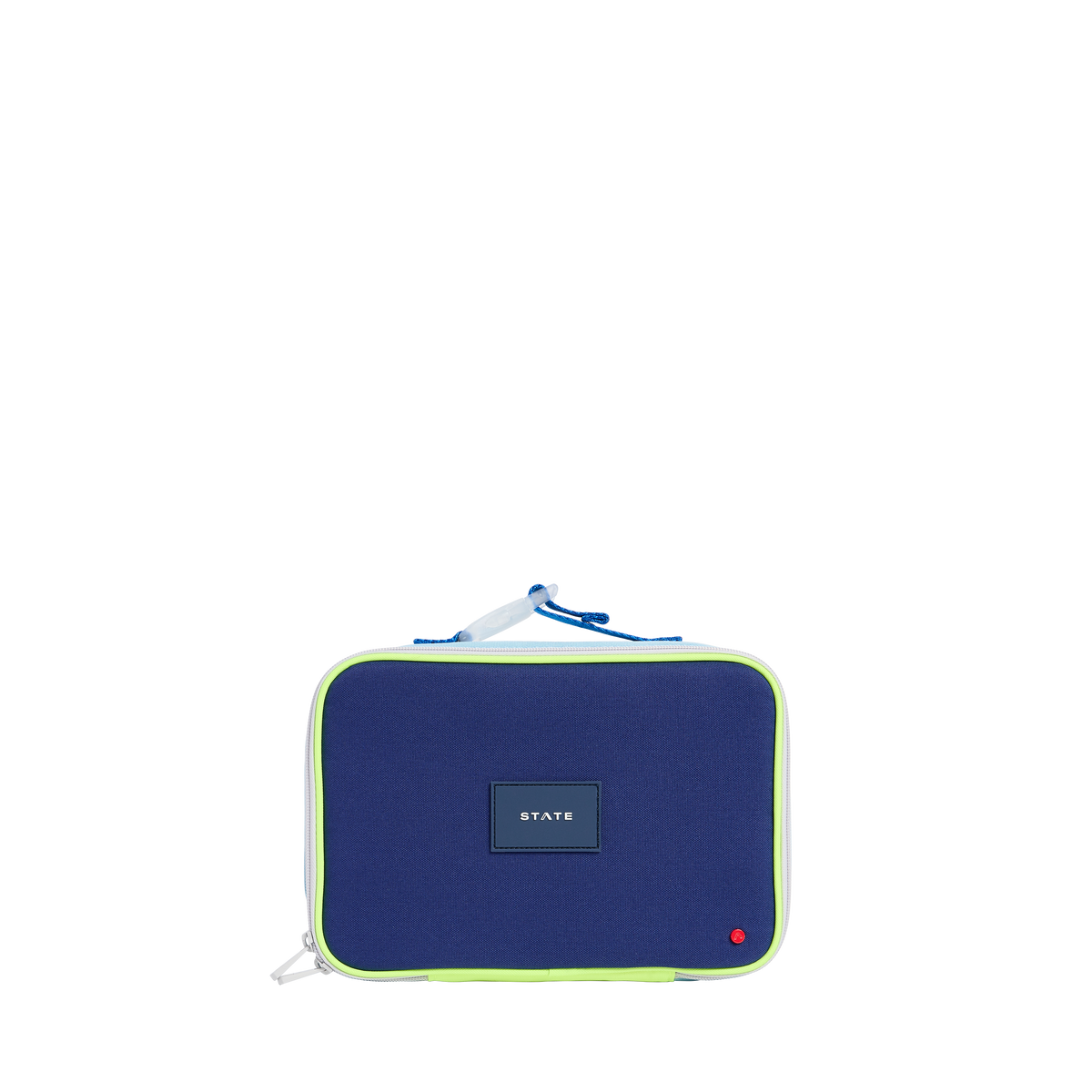 state bags rodgers lunch box polyester canvas navy/neon front view click to zoom