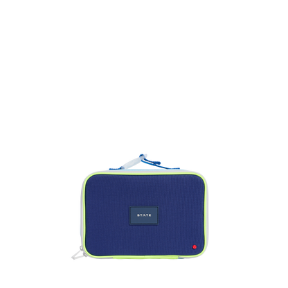 state bags rodgers lunch box polyester canvas navy/neon front view click to zoom