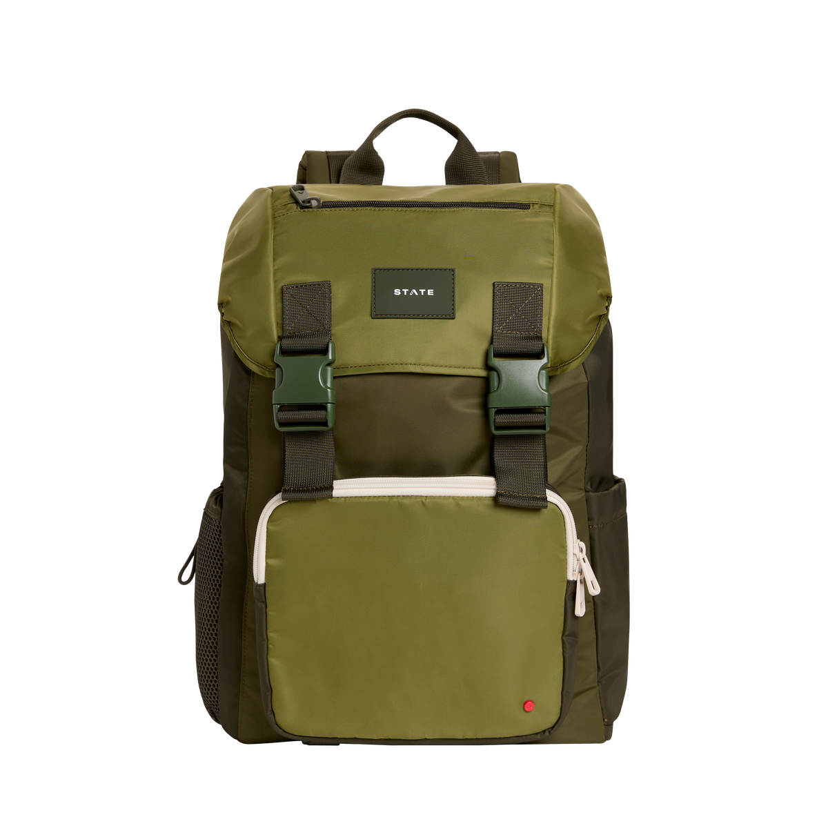 STATE Bags Grove Rucksack Nylon Olive Front View Click to Zoom