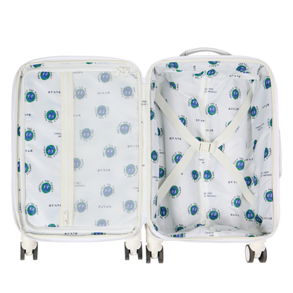 STATE Bags Logan Carry-On Suitcase Metallic 3D Daisies Overhead Interior View Click to Zoom