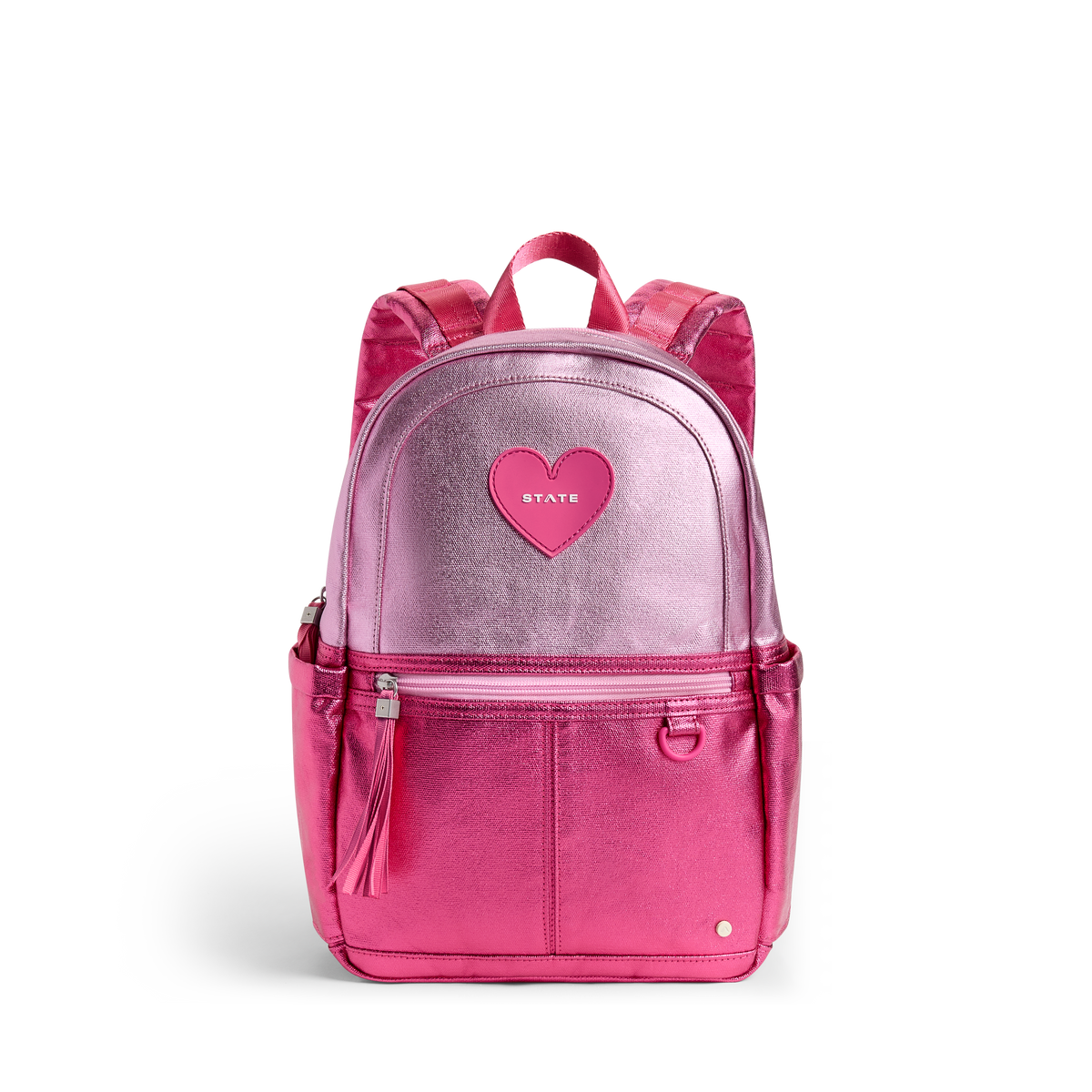 STATE Bags Kane Mini Backpack Pink/Hot Pink Metallic Colorblock Front View Click to Zoom