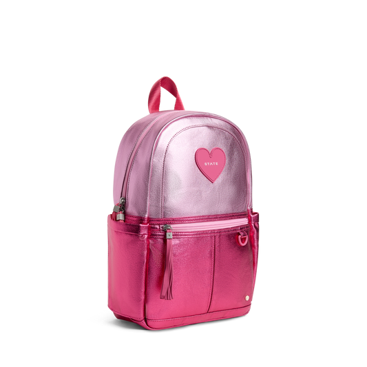 STATE Bags Kane Mini Backpack Pink/Hot Pink Metallic Colorblock Front Side View Click to Zoom