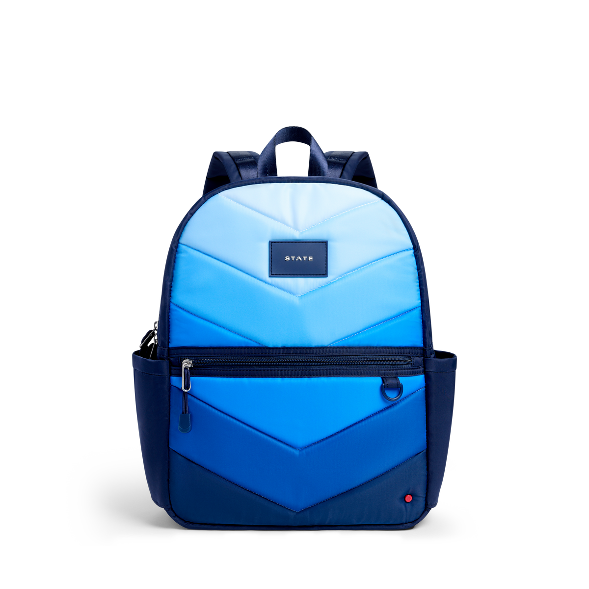 STATE Bags Kane Backpack Blue Chevron Front View Click to Zoom