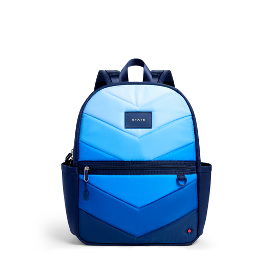 STATE Bags Kane Backpack Blue Chevron Front View Click to Zoom