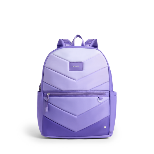 STATE Bags Kane Double Pocket Large Backpack Lilac Chevron Front View Click to Zoom