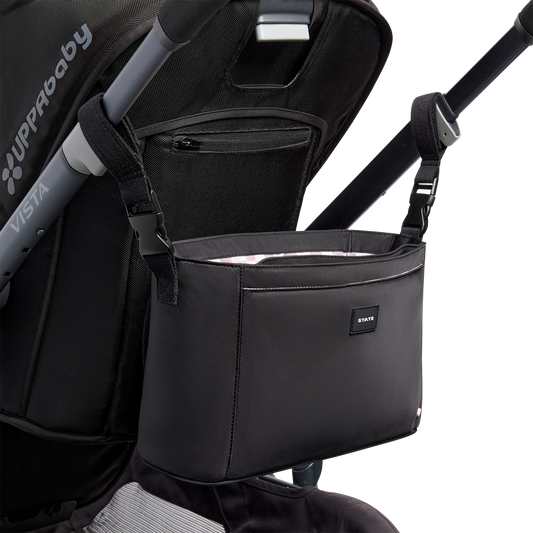 STATE Bags Stroller Organizer Black on Stroller Front View Click to Zoom