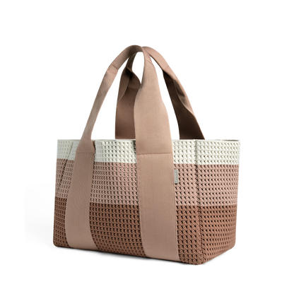 STATE Bags Wellington Cabana Tote Knit Neutral Stripe Back View Click to Zoom