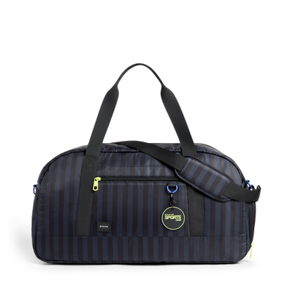 STATE Bags Fenway Sports Duffle Blue Gray Striped Front View Click to Zoom