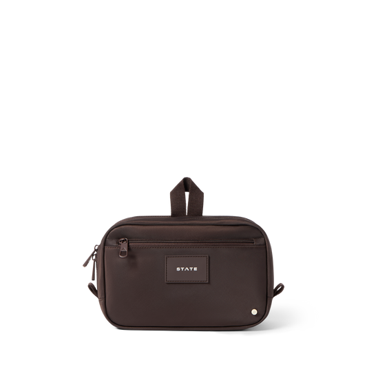 STATE Bags Hart Dopp Kit Brown Front View Click to Zoom
