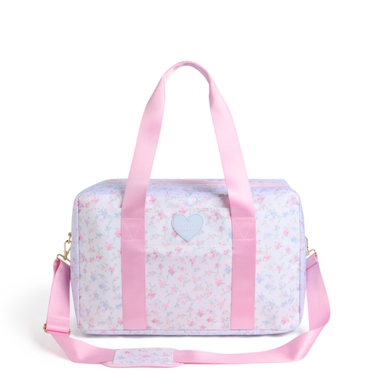 STATE x LoveShackFancy Wellington Weekender Nylon Confetti Bloom Wildflower Blue Front View Click to Zoom