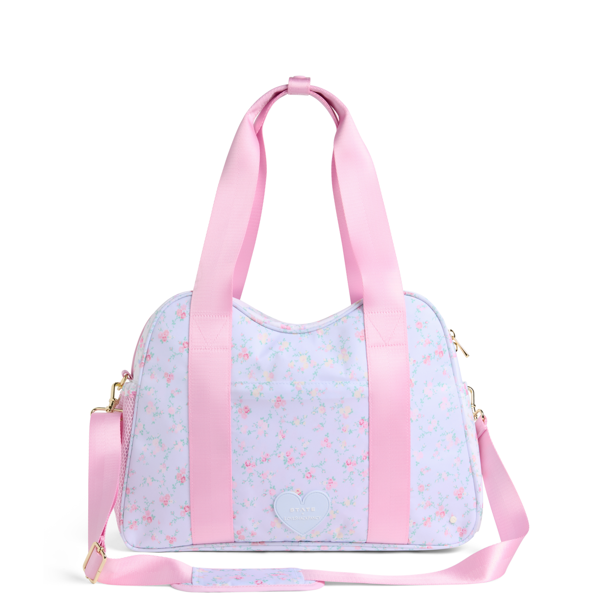 STATE x LoveShackFancy Bella Diaper Tote Confetti Bloom / Wildflower Blue Front View Click to Zoom
