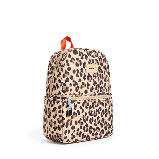 STATE Bags Kane Kids Travel Backpack Printed Canvas Leopard Side View Click to Zoom