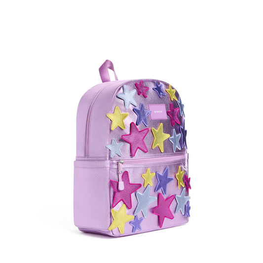 STATE Bags Kane Kids Backpack Metallic 3D Stars Side View Click to Zoom