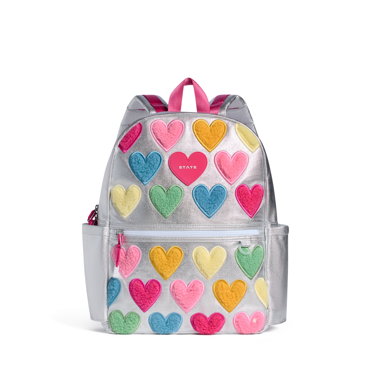 STATE Bags Kane Happy Fuzzy Hearts Front View Click to Zoom