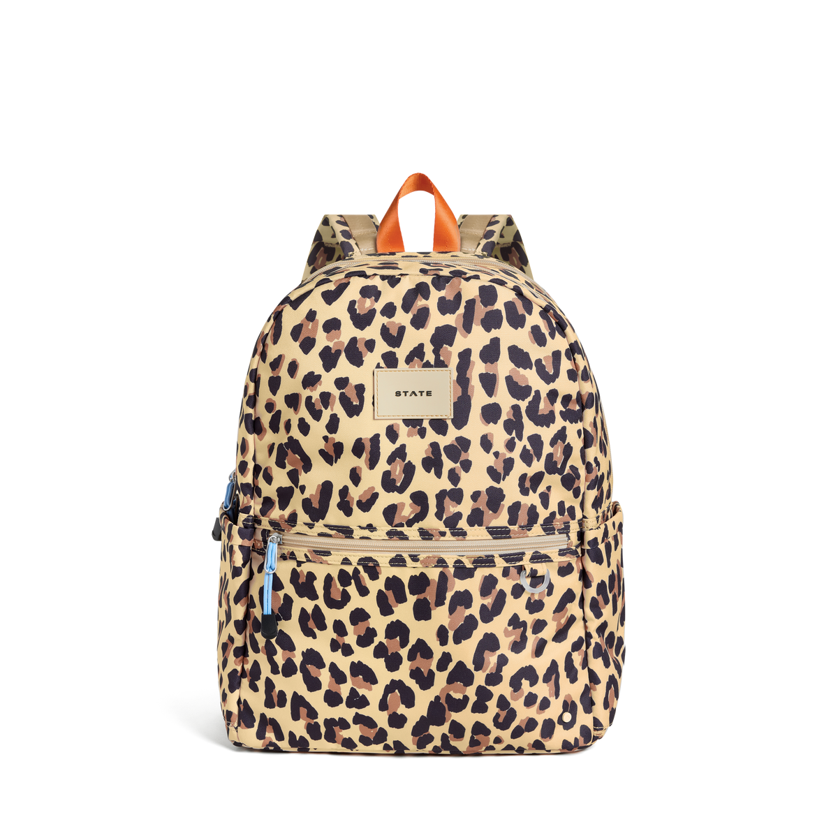 STATE Bags Kane Double Pocket Backpack Leopard Front View Click to Zoom