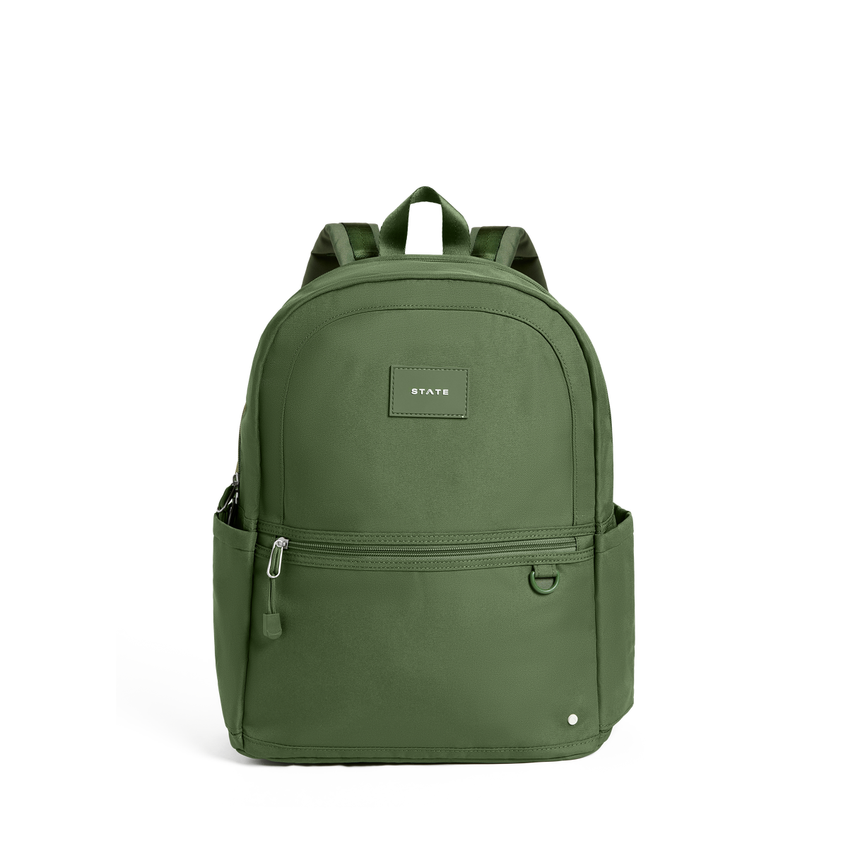 STATE Bags Kane Double Pocket Backpack Olive Front View Click to Zoom