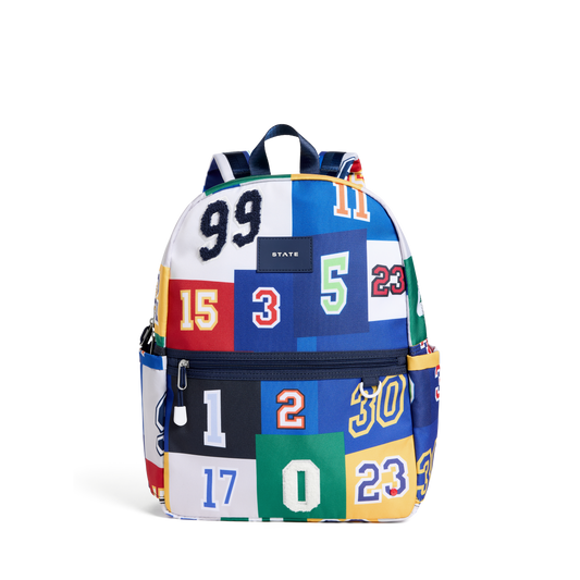 STATE Bags Kane Backpack Varsity Numbers Front View Click to Zoom