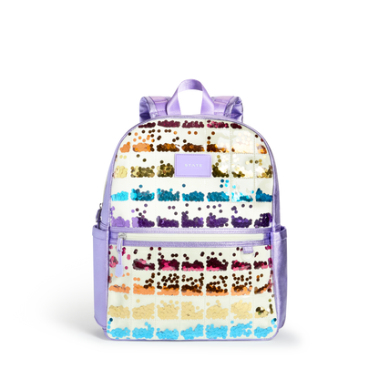STATE Bags Kane Backpack Lilac Quilted Sequins Front View Click to Zoom