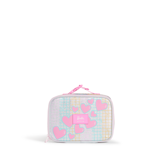 STATE x Barbie™ Rodgers Lunch Box Barbie Grid & Hearts Front View Click to Zoom