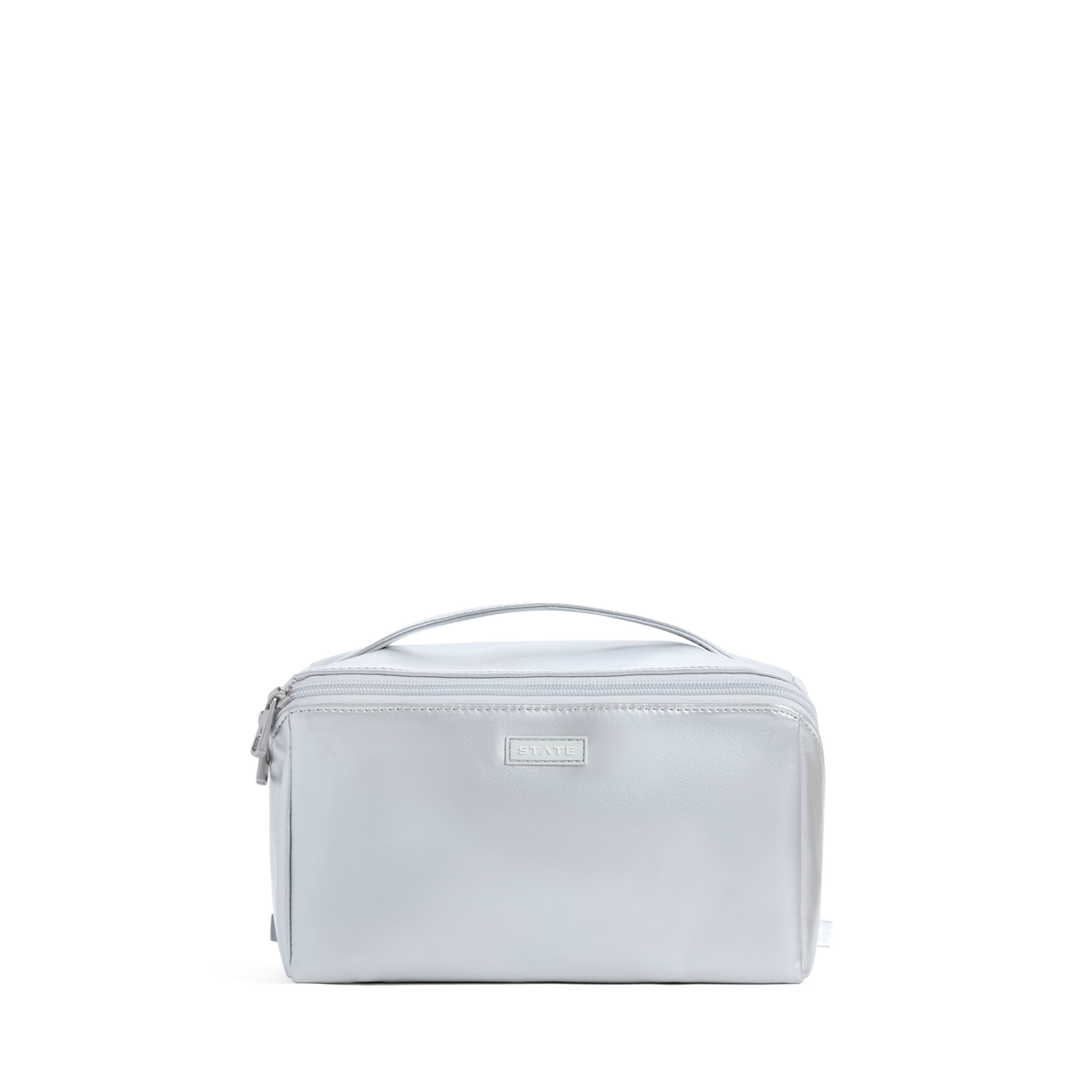 STATE Bags Peri Toiletry Kit Apple Leather Silver/Cobalt Front View Click to zoom