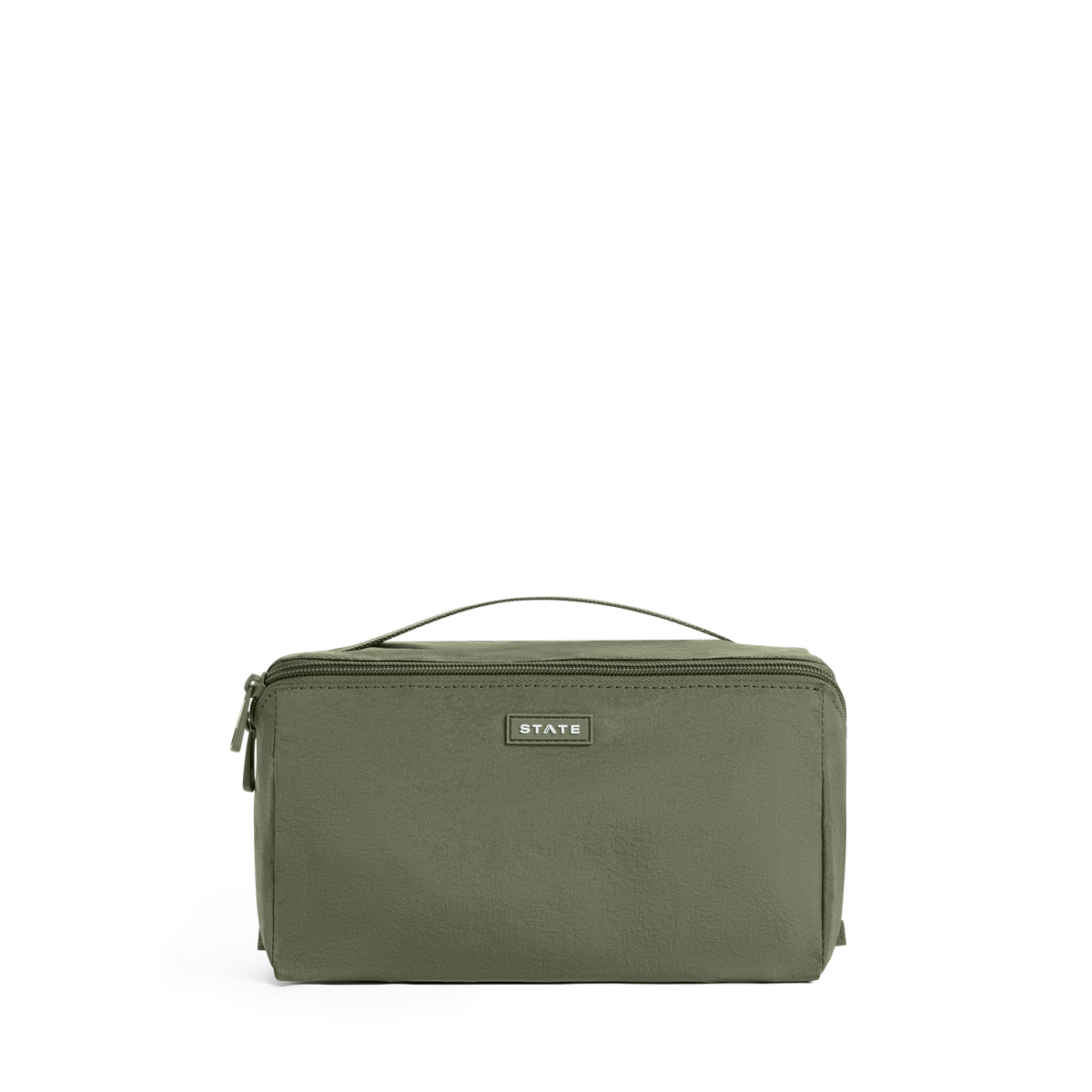 STATE Bags Peri Toiletry Kit Crinkle Nylon Olive Front View Click to Zoom