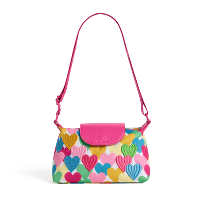 STATE Bags Chelsea Pouchette Happy Fuzzy Hearts Front View Click to Zoom
