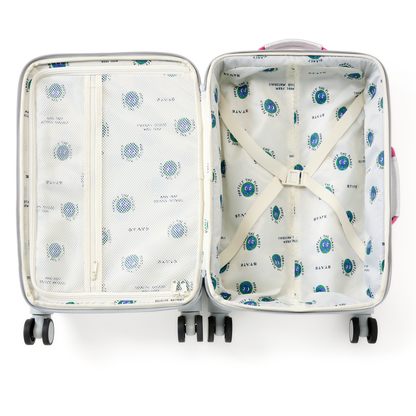 STATE Bags Logan carry-On Suitcase Happy fuzzy Hearts Overhead interior View Click to Zoom