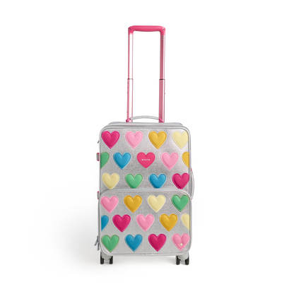 STATE Bags Logan carry-On Suitcase Happy fuzzy Hearts Front View Click to Zoom
