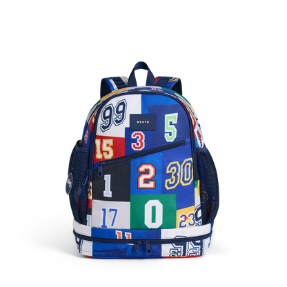STATE Bags Ozzie Ball Backpack Varsity Numbers Front View Click to Zoom
