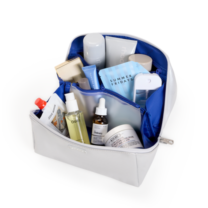 STATE Bags Peri Toiletry Kit Apple Leather Silver/Cobalt Interior View Click to zoom